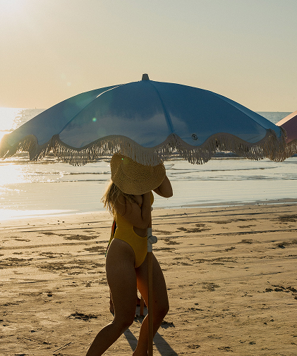 Good Vibes™ 1.75m Premium 100% Canvas Beach Umbrella, UV50+, Wood Pole, Cotton